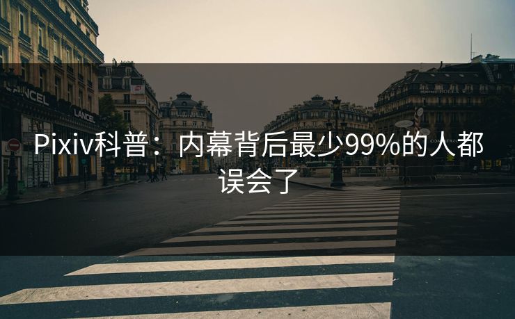 Pixiv科普：内幕背后最少99%的人都误会了