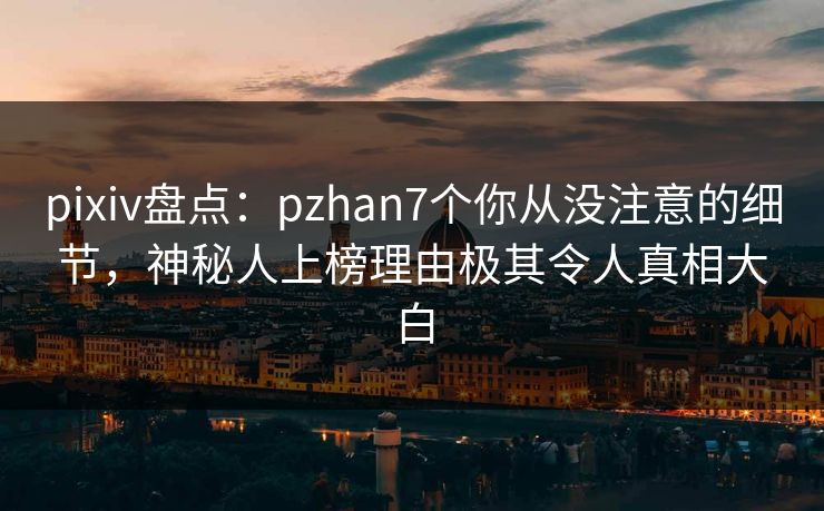 pixiv盘点：pzhan7个你从没注意的细节，神秘人上榜理由极其令人真相大白