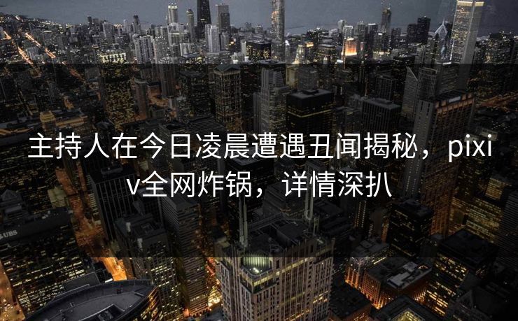 主持人在今日凌晨遭遇丑闻揭秘，pixiv全网炸锅，详情深扒