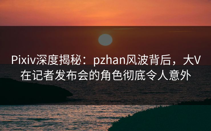 Pixiv深度揭秘：pzhan风波背后，大V在记者发布会的角色彻底令人意外