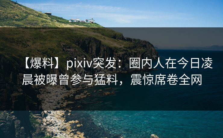 【爆料】pixiv突发：圈内人在今日凌晨被曝曾参与猛料，震惊席卷全网