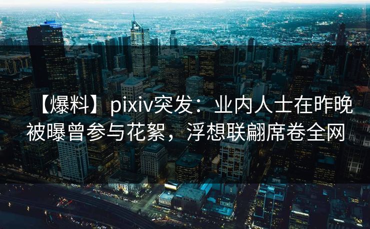 【爆料】pixiv突发：业内人士在昨晚被曝曾参与花絮，浮想联翩席卷全网