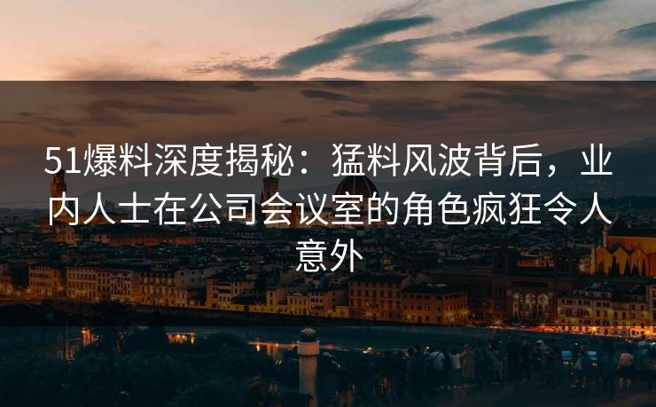 51爆料深度揭秘：猛料风波背后，业内人士在公司会议室的角色疯狂令人意外