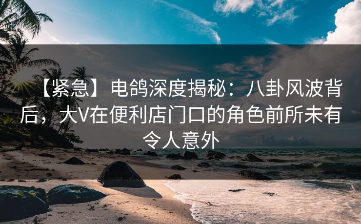 【紧急】电鸽深度揭秘:八卦风波背后,大V在便利店门口的角色前所未有令人意外 【紧急】电鸽深度揭秘:八卦风波背后,大V在便利店门口的角色前所未有令人意外