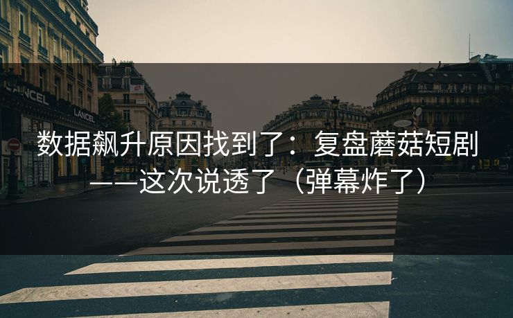 数据飙升原因找到了:复盘蘑菇短剧——这次说透了(弹幕炸了) 数据飙升原因找到了:复盘蘑菇短剧——这次说透了(弹幕炸了)